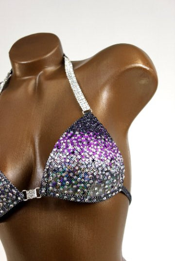 Antique Silver & Purple Crystals Bikini Suit - Saleyla