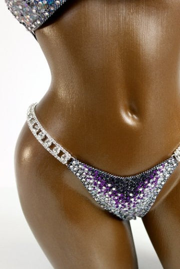 Antique Silver & Purple Crystals Bikini Suit - Saleyla