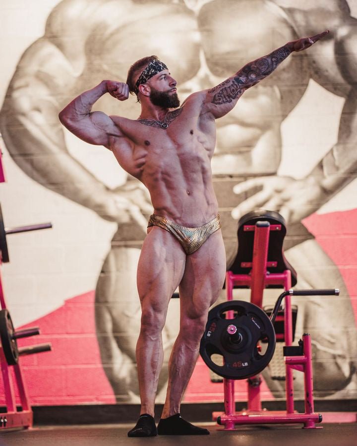 Men's Pro Cut Bodybuilding Posing Trunks Blue | Gym Stage | Iron Tanks