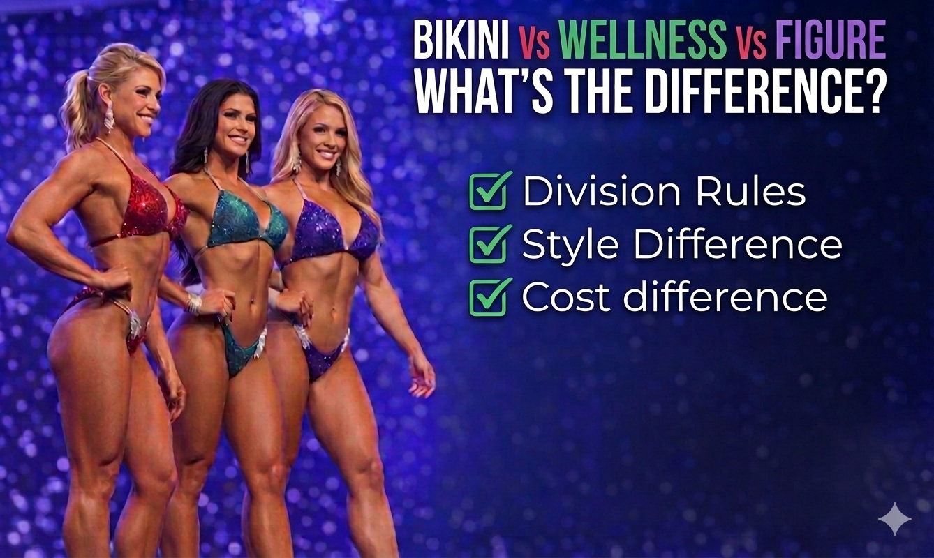 Bikini vs Wellness vs Figure Suits: What's Actually Different? Athletes discussing division rules, style, and cost differences.