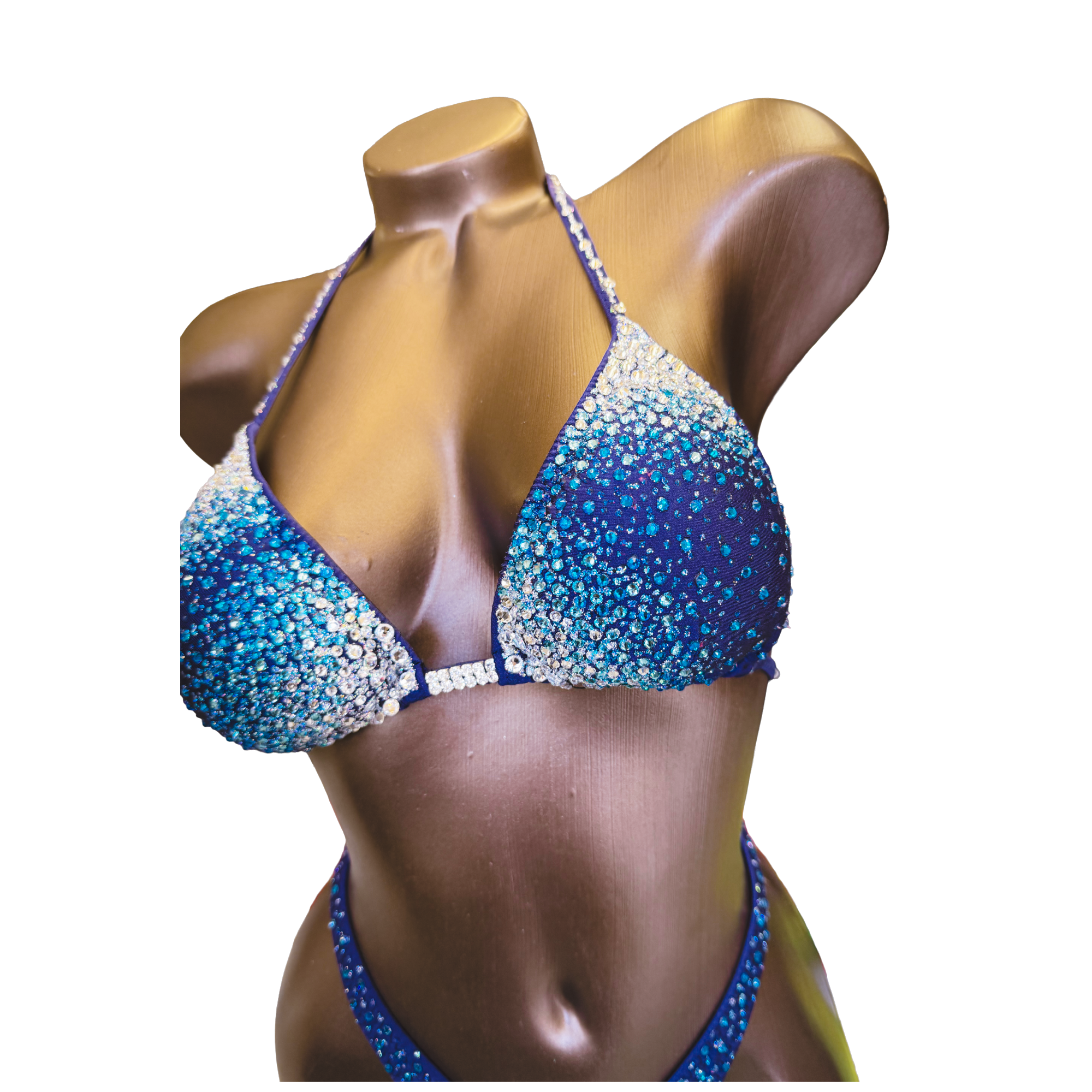 Midnight Blue Figure Competition Suit | Top 34C / Bottom XS | Ready to Ship - Saleyla