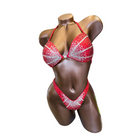 Red Metallic Figure Competition Suit | Top 34C / Bottom XS-S | Ready to Ship - stage-winning design by Saleyla.