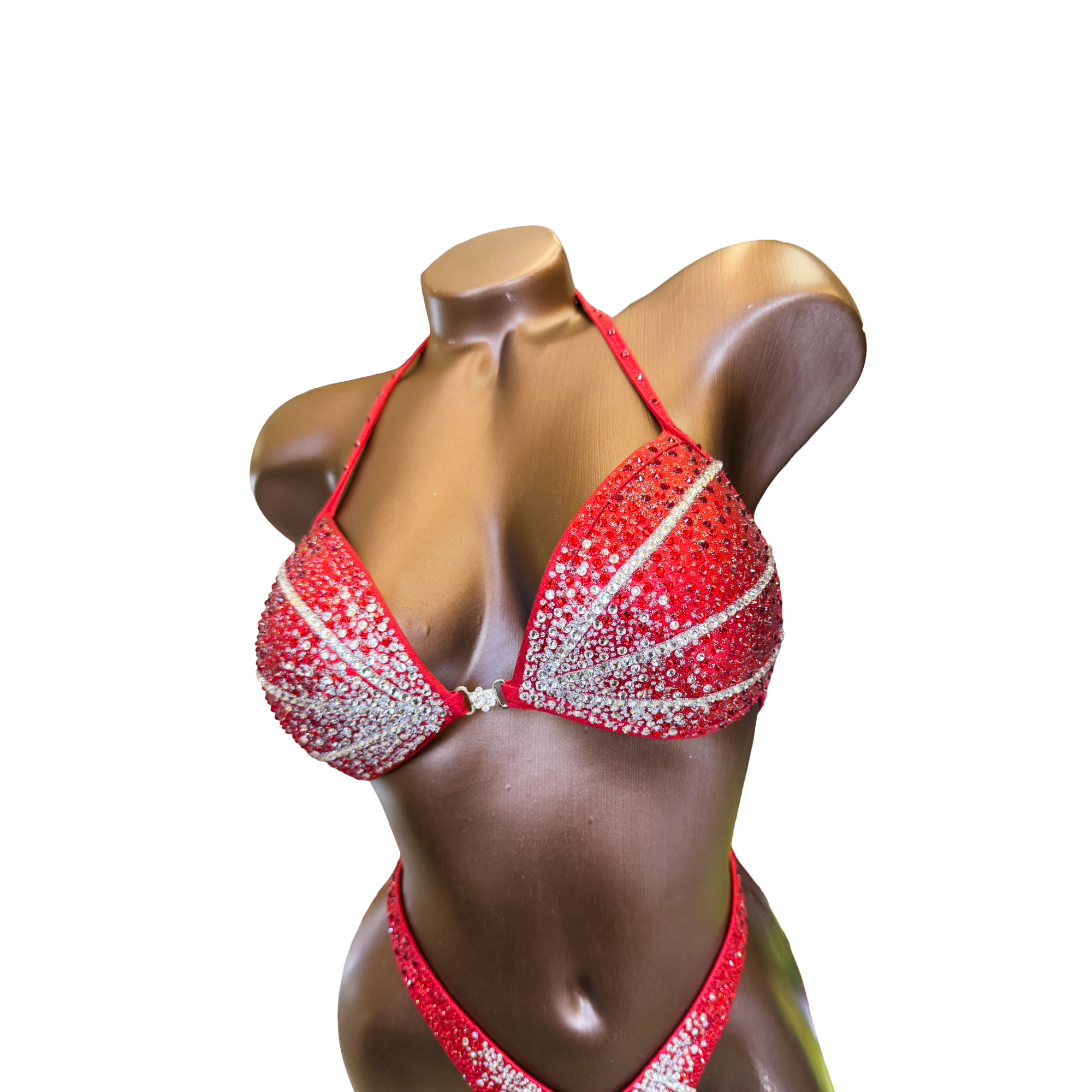 Red Metallic Figure Competition Suit | Top 34C / Bottom XS-S | Ready to Ship - Saleyla