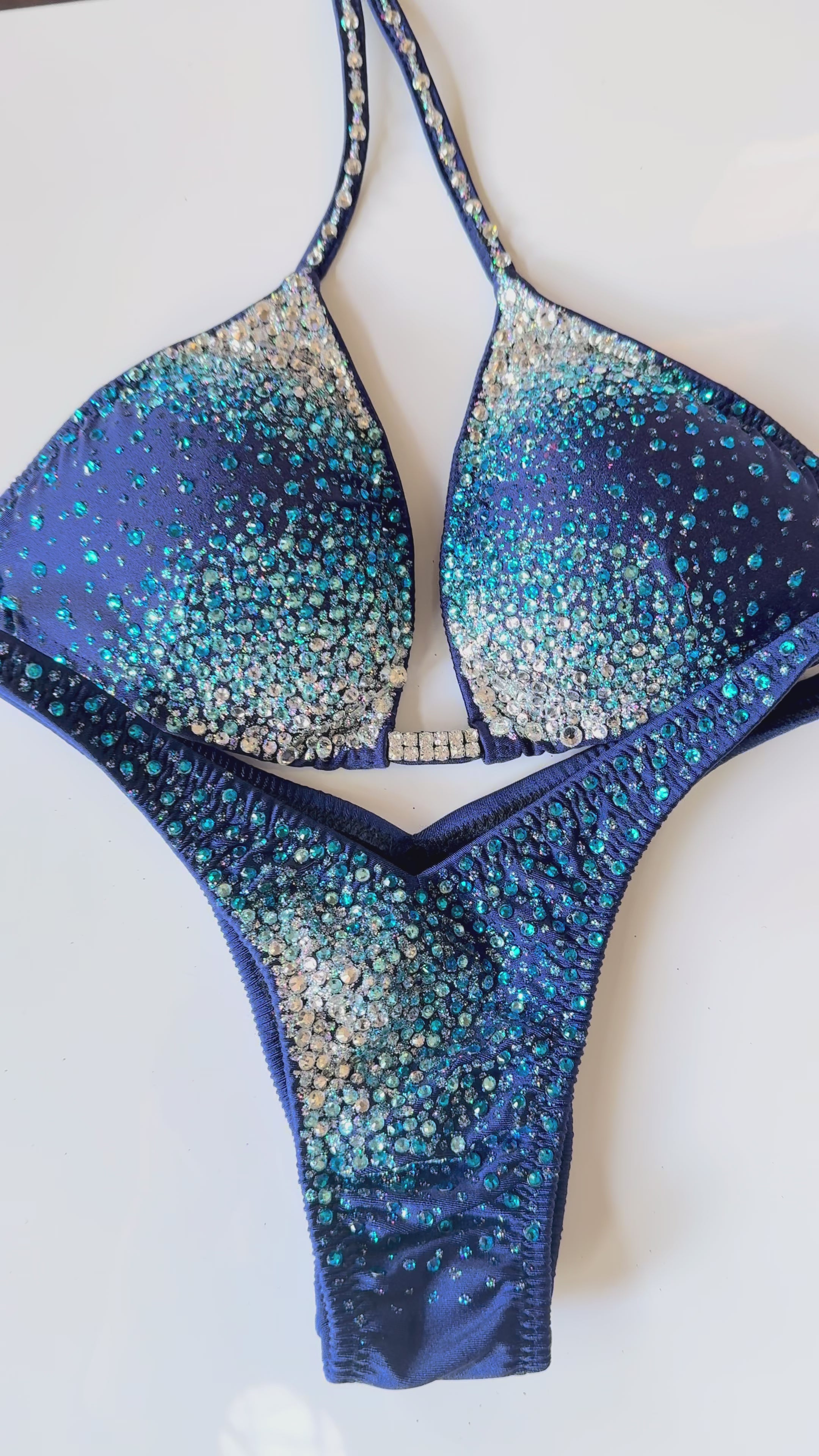 Midnight Blue Figure Competition Suit | Top 34C / Bottom XS | Ready to Ship — Saleyla