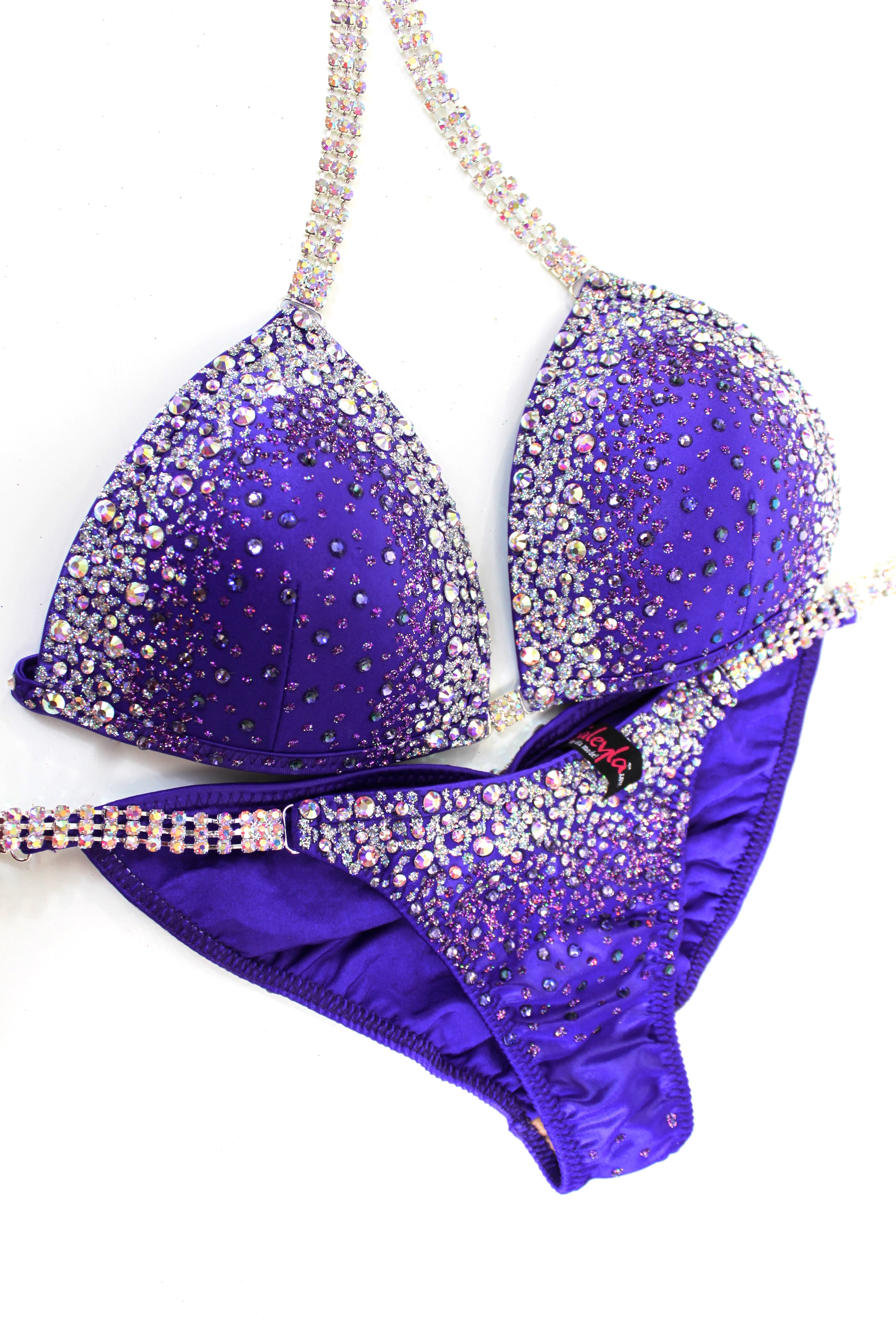 Royal Purple AB Metallic Spandex Bikini Suit Saleyla