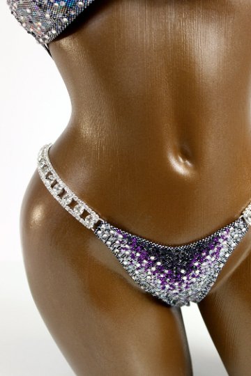 Antique Silver & Purple Crystals Bikini Suit - Saleyla